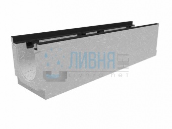 Лоток водоотводный бетонный коробчатый (СО-150мм), с чугунной насадкой, с уклоном 0,5% КUу 100.24,8 (15).25,5(19)-BGZ-S, № 3 16612
