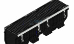 Лоток водоотводный пластиковый PolyMax Drive DN200 высотой 300 мм с решеткой щелевой чугунной ВЧ кл.D400