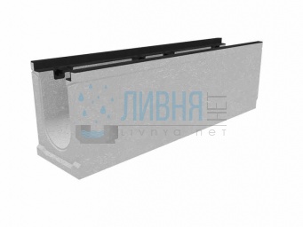 Лоток водоотводный бетонный коробчатый (СО-150мм), с чугунной насадкой КU 100.24,8 (15).31,5(25)-BGZ-S, № 15-0 16603